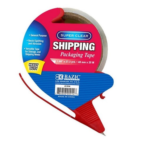 Bazic Products Bazic 1.88in x 27.3 Yards Super Clear Heavy Duty Packing Tape with Dispenser Pack OF 36 914 - main